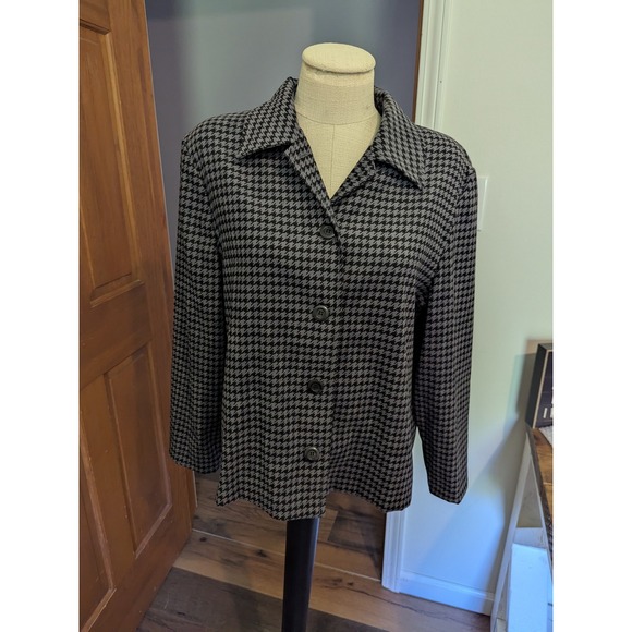 Vtg Briggs Petite Houndstooth Blazer Jacket Womens M Career Business Casual - Picture 1 of 9